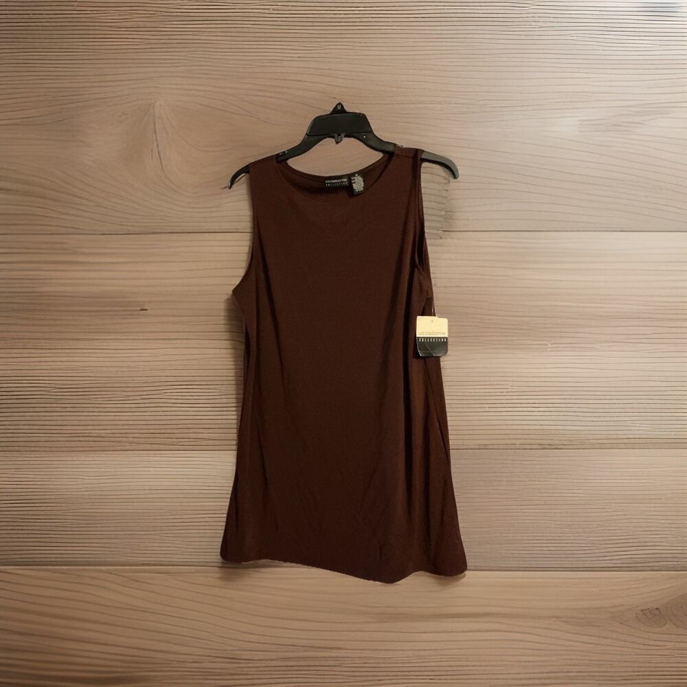 Liz Claiborne Collection Long Blouse Essential Wear Sleeveless Brown SZ M NWT